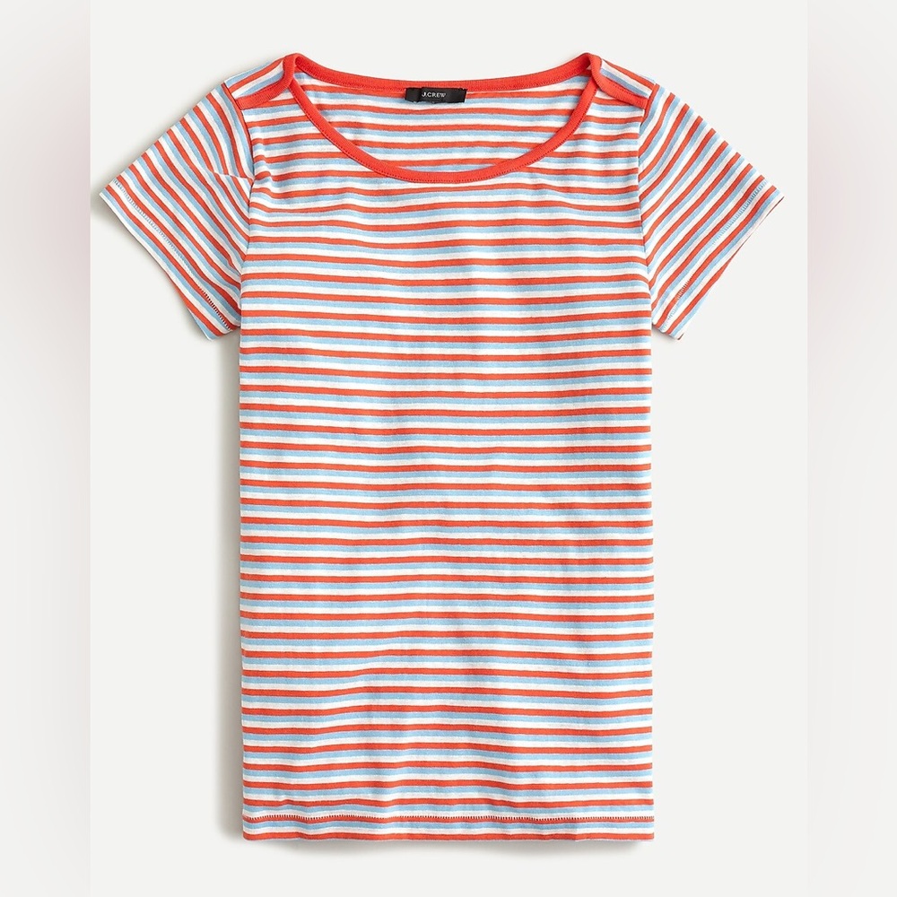 NWT JCrew wide neck slub ringer striped tshirt
